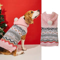 Blue diamond pattern acrylic pet sweater on a dog, showing classic knit design.