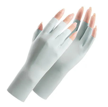 Women's thin ice silk sunscreen gloves with UPF50 protection in various colours