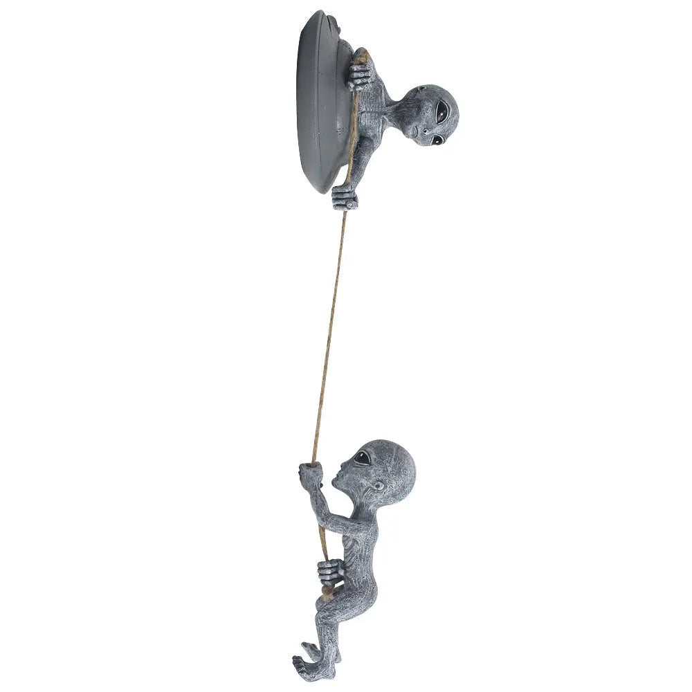 Grey resin alien tree pendant garden sculpture measuring 19x15x20cm
