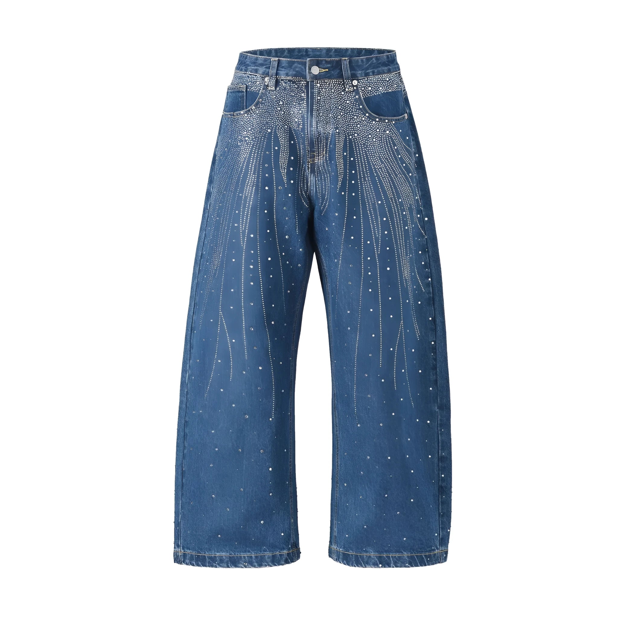 Cotton loose-fitting wide-leg trousers in black or blue colour with European sizing