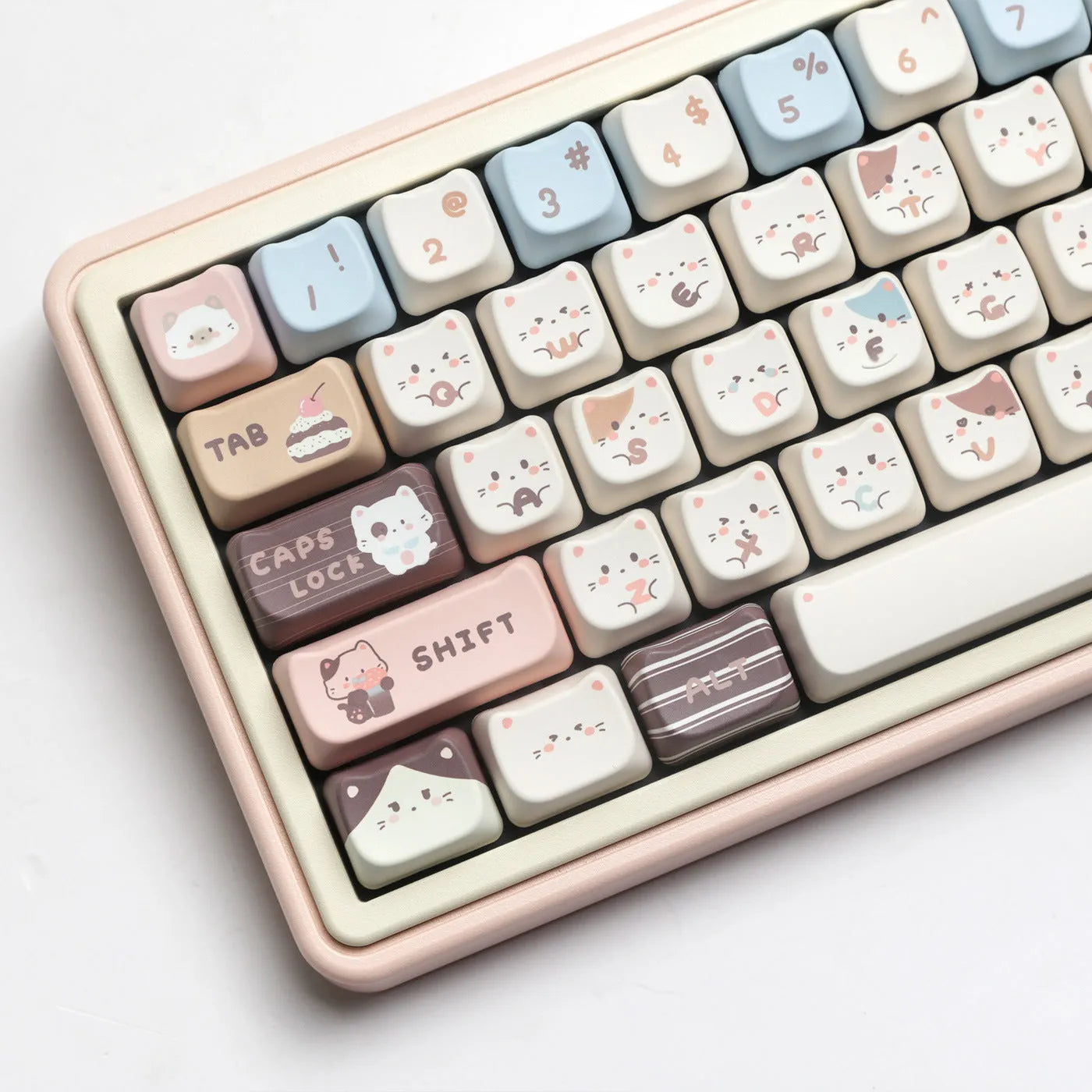 High Sea Salt Cat themed PBT keycap set for mechanical keyboards, showing detailed artwork on keys.