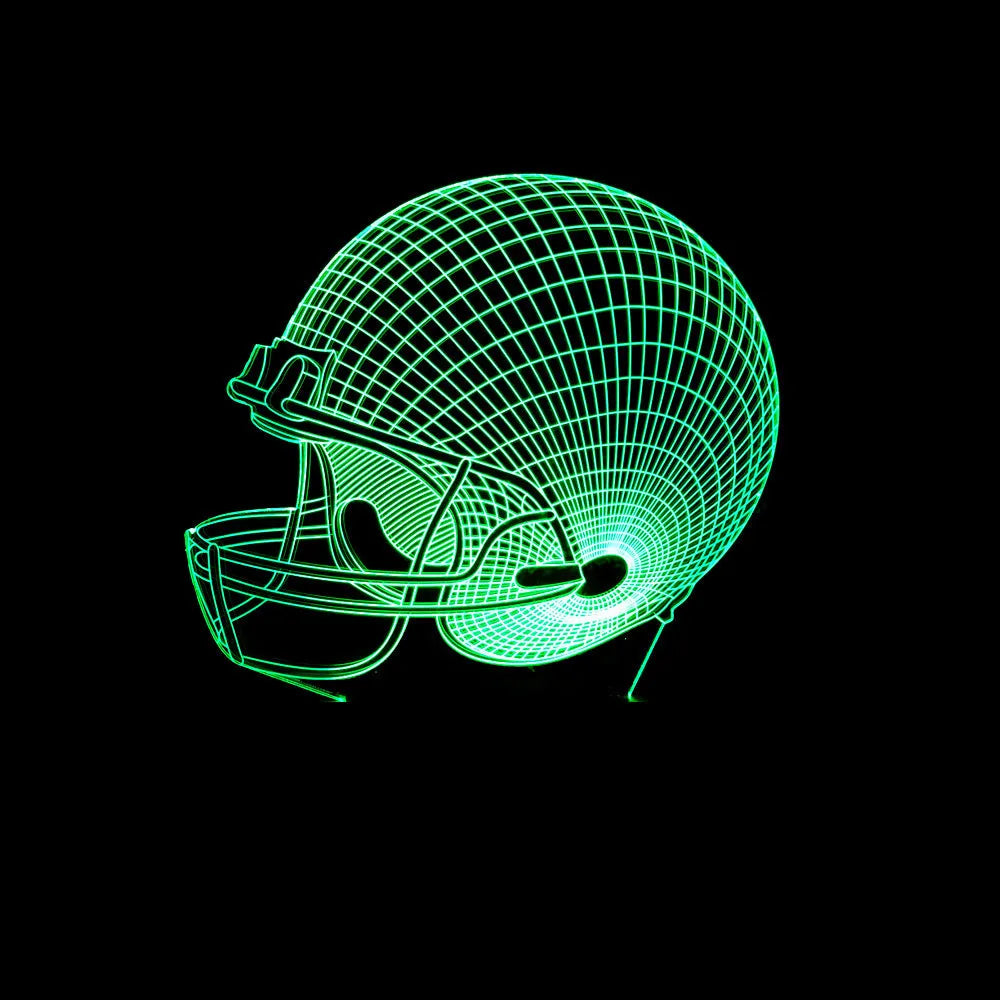 Rugby hat 3D lamp with USB power supply and 3W LED light, shown as a decorative night light.