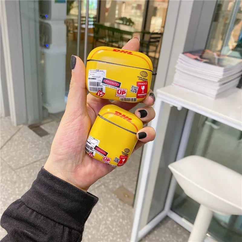 Yellow soft TPU and silicone AirPods case with ring buckle for AirPods 1, 2 and Pro