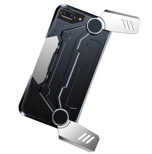 Gamepad smartphone case for iPhone showing integrated controls and available in black, red, silver colours