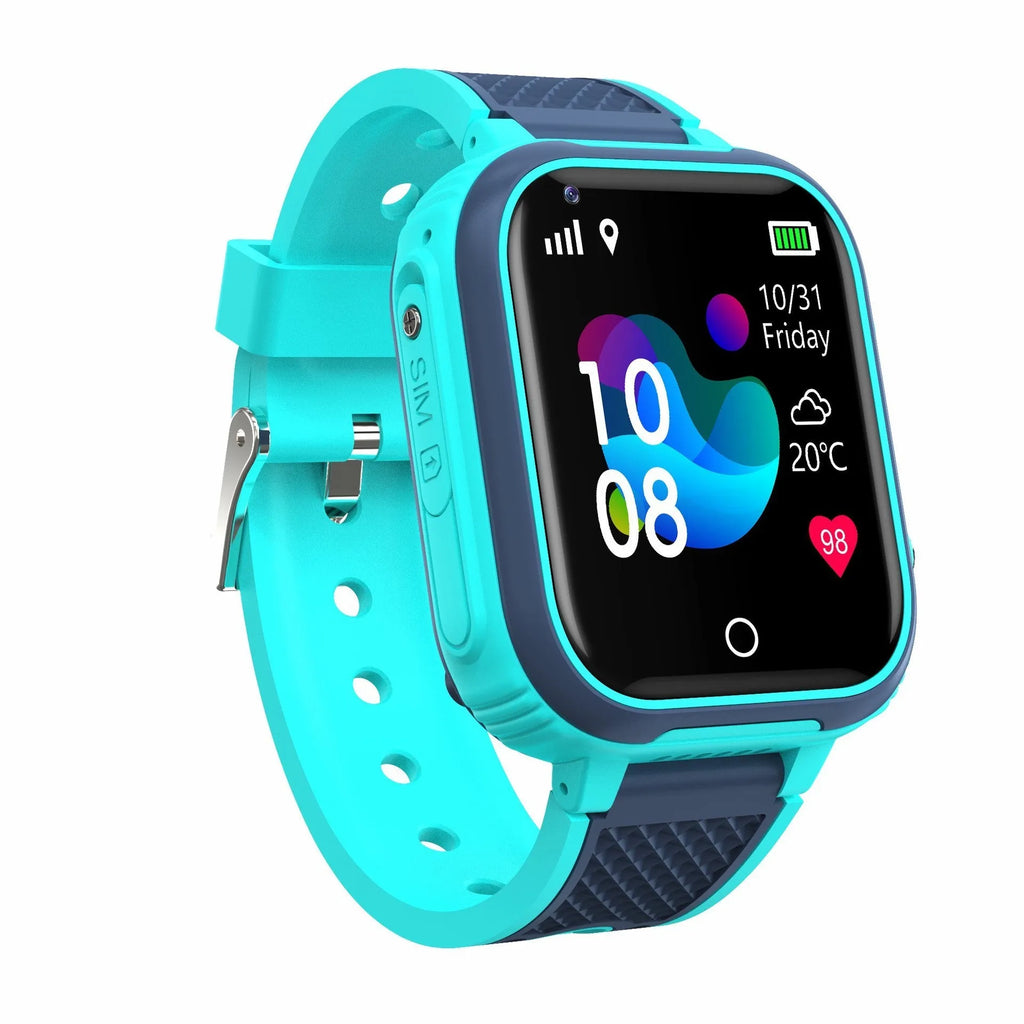 4G kids smart watch with 1.4-inch HD touch screen, GPS positioning, IP67 waterproof design and silicone strap