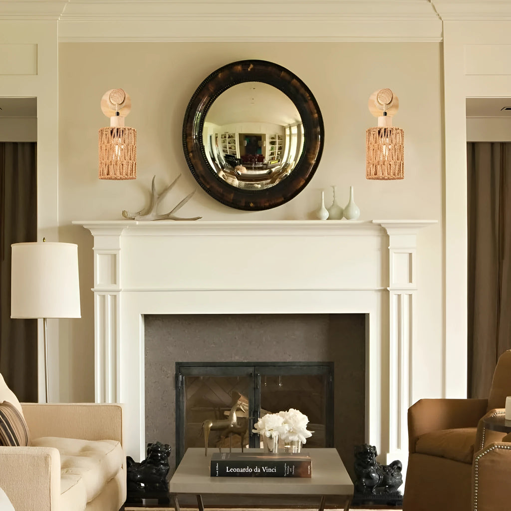Wooden farmhouse country wall lamps, 220V, 2 pack, modern simplicity style, bulbs not included
