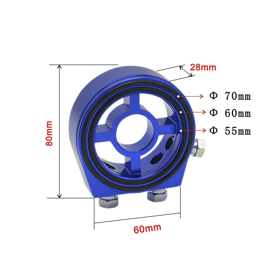 Aluminium oil pressure gauge adapter in five colour options: black, blue, gold, red, silver