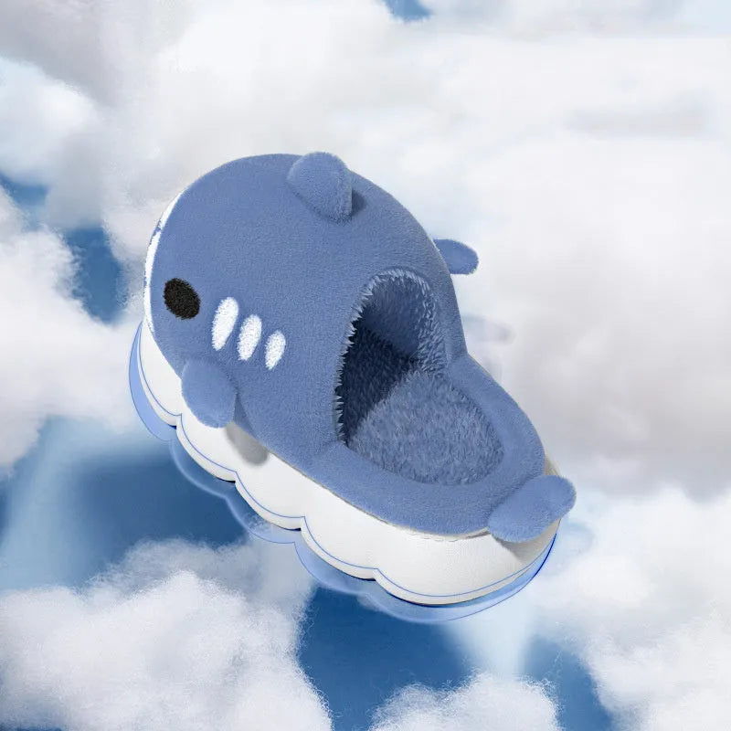 Shark slippers warm winter house shoes with suede upper and anti-skid sole