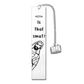 Stainless steel tassel bookmark measuring 13 by 2.6 centimetres with gift box packaging