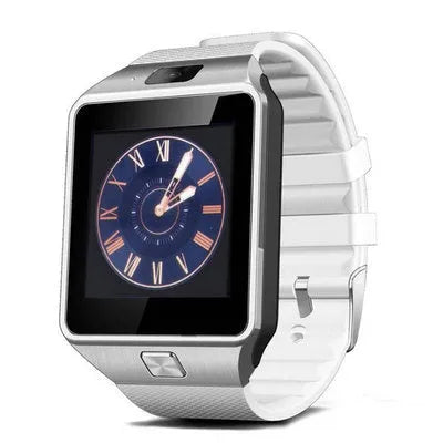 DZ09 sports smart watch with black TPU strap and 1.56 inch touch screen display