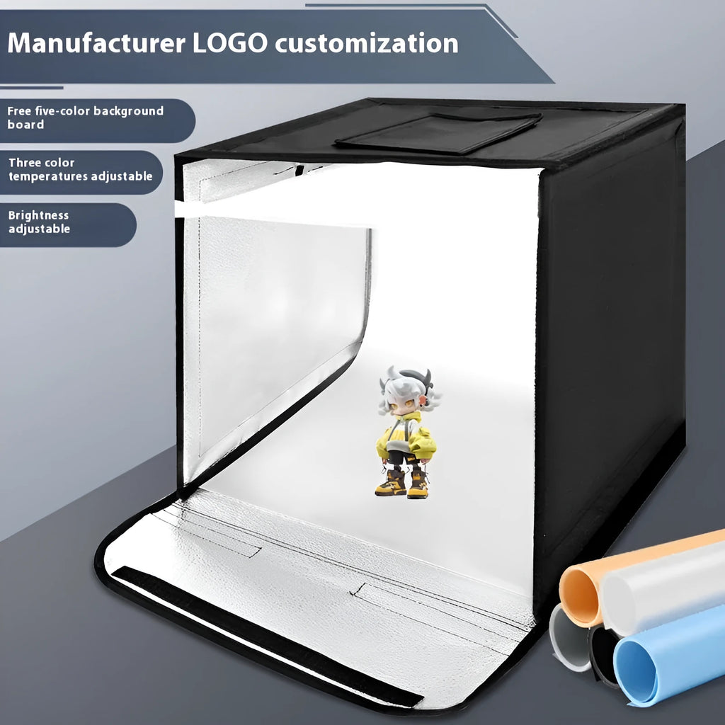50cm metal frame photo light box with reflective cloth interior and USB LED lighting
