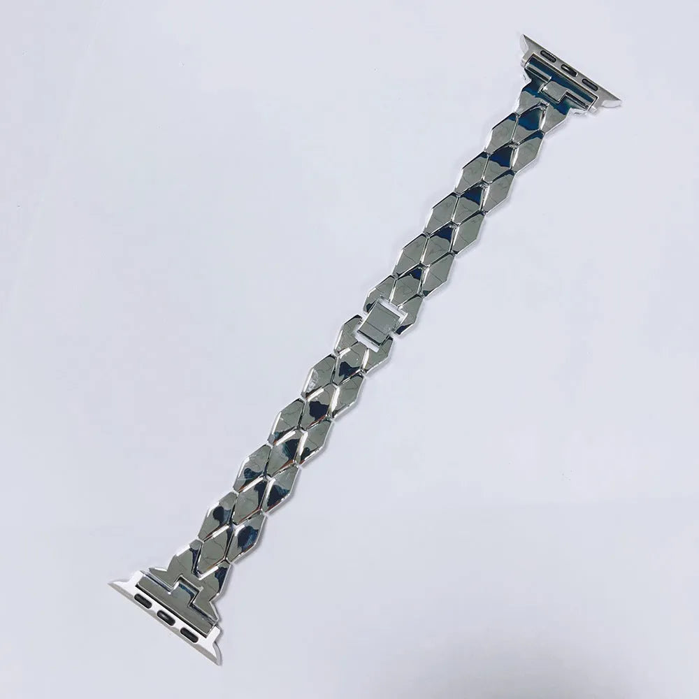 Creative stainless steel diamond solid metal strap for Apple Watch in black colour