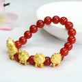 Red agate bracelet with five blessing dragon charm, Chinese cultural jewellery