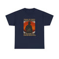 Black cotton summer loose short sleeve round neck T-shirt for men and women on white background