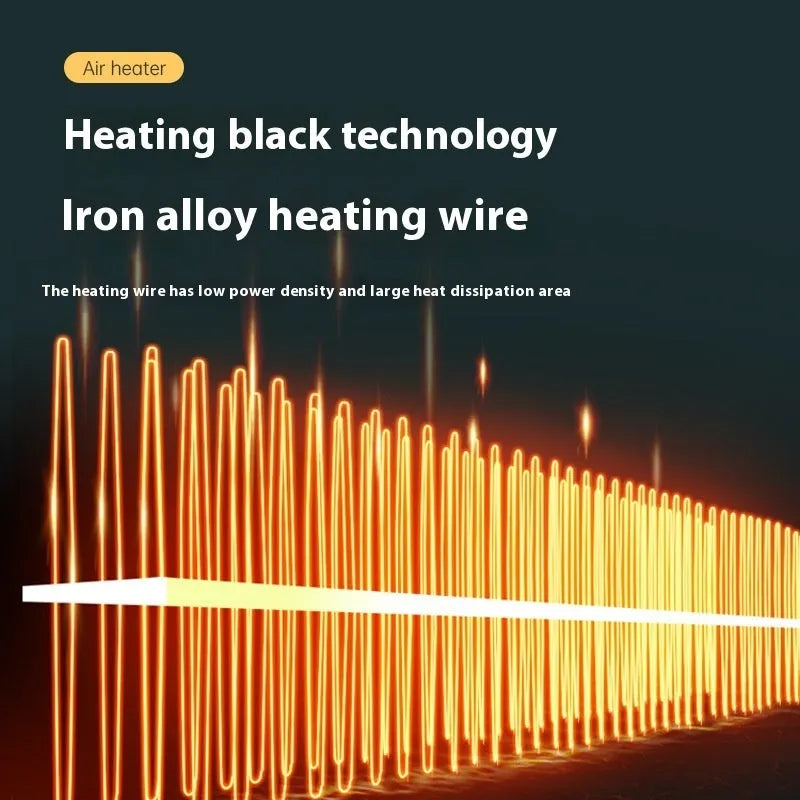 Small white desktop electric heater with power controls, suitable for rooms under 10 square metres.