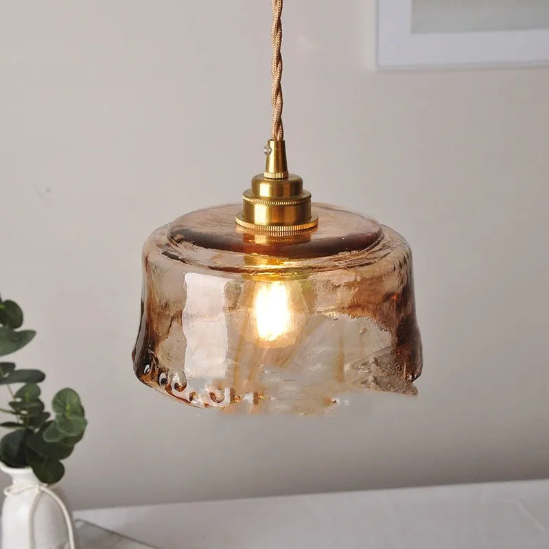 Nordic retro style brass and glass ceiling pendant chandelier for restaurant lighting