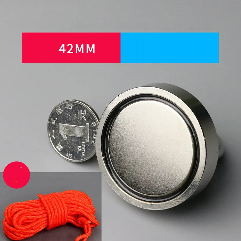 Round neodymium iron boron salvage magnet 60mm diameter 180kg pull with rope and ring