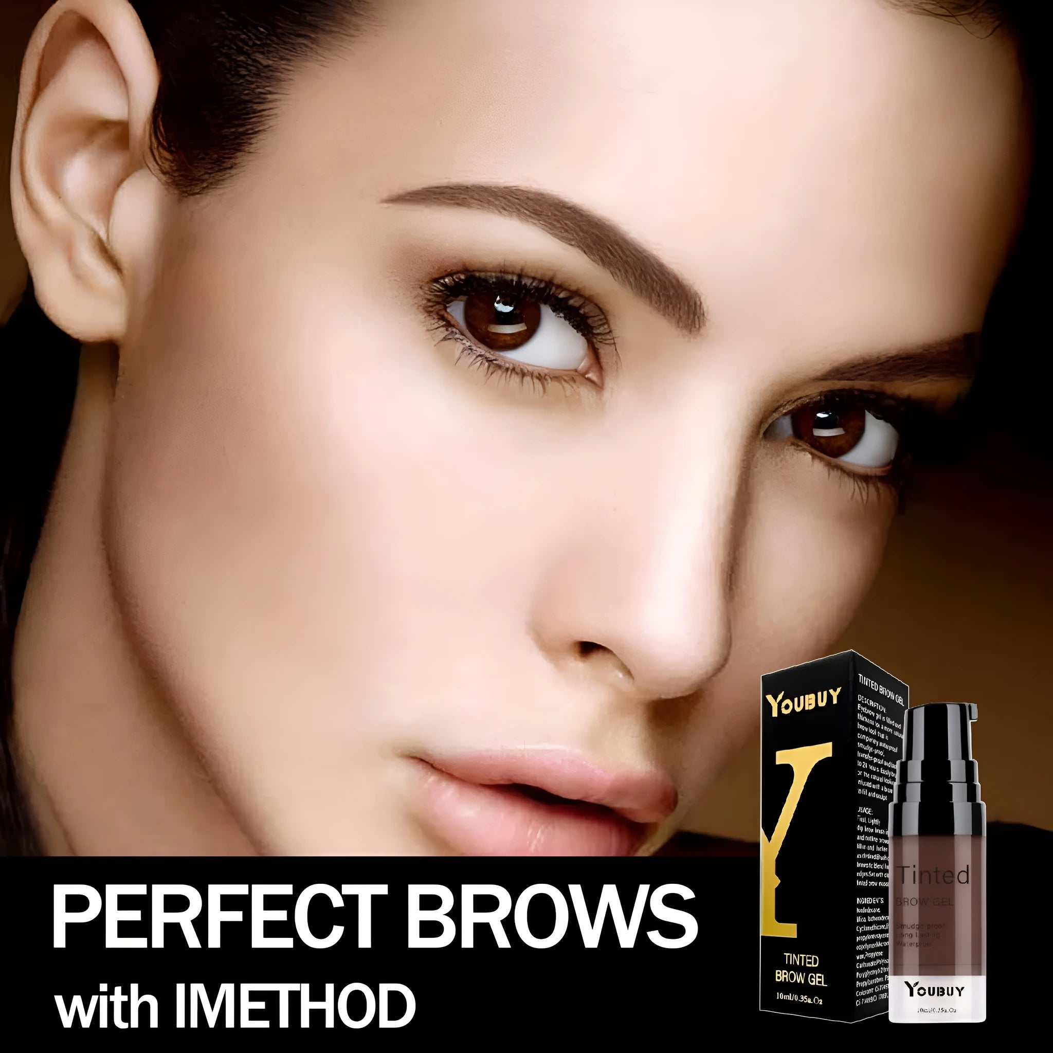 Waterproof quick-dry eyebrow cream in dark grey and golden yellow colour options