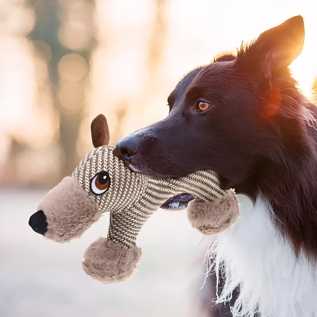 Plush squeaky dog toy for medium and large dogs, available in Monkey or Puppy design.