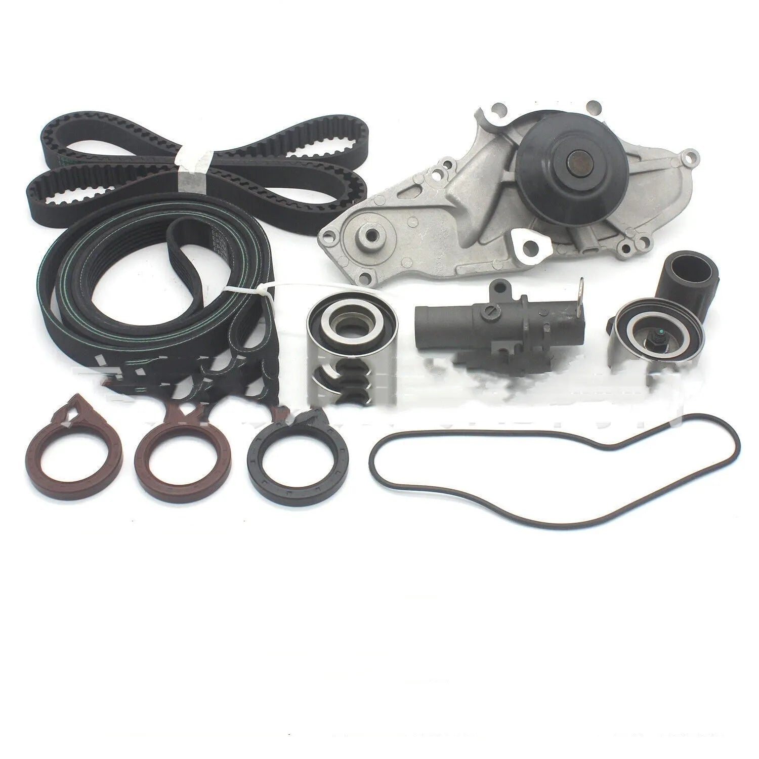 Metal belt and water pump assembly components for engine cooling system maintenance