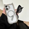 Transparent acrylic and TPU phone case for IPhone17, shown in black tint with magnetic ring visible.