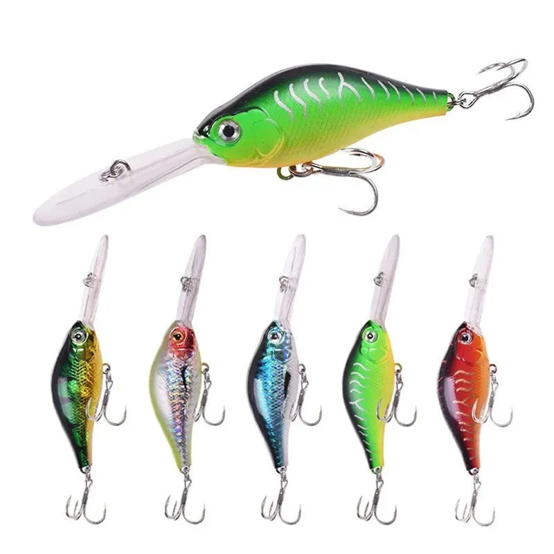 Deep diving long tongue mino fishing lure measuring 10.5cm with extended bill design