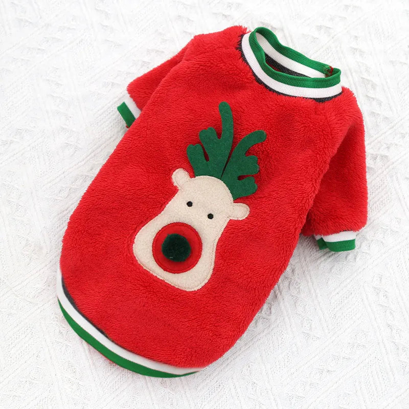 Dog Christmas pet clothing in red green colours casual four-legged cloth garment for small to large dogs