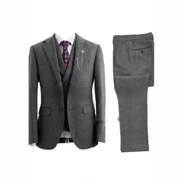 Men's slim fit three-piece nylon suit in light business style colour brown
