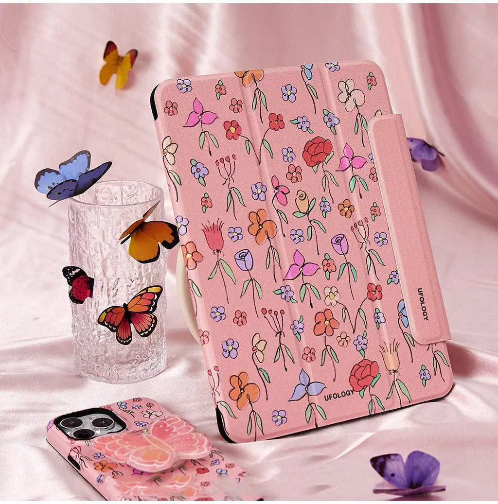 Magnetic flat shell protective sleeve for iPad Air 5 and Air 4 with polyurethane construction.