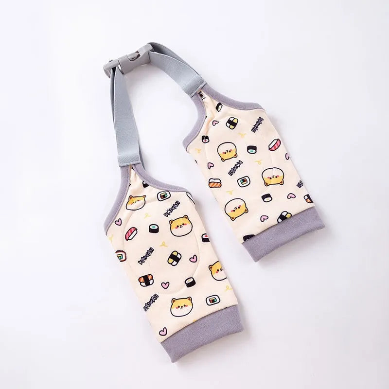 Adjustable dog knee protector with elbow padding and matching scarf in blue, grey or yellow