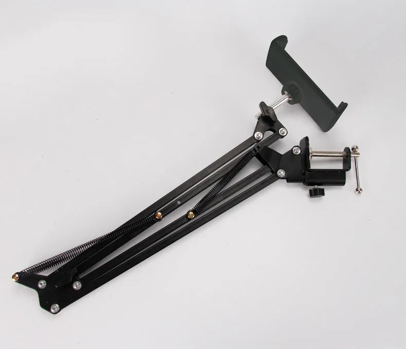 Black adjustable phone and tablet stand measuring 10cm for hands-free device viewing