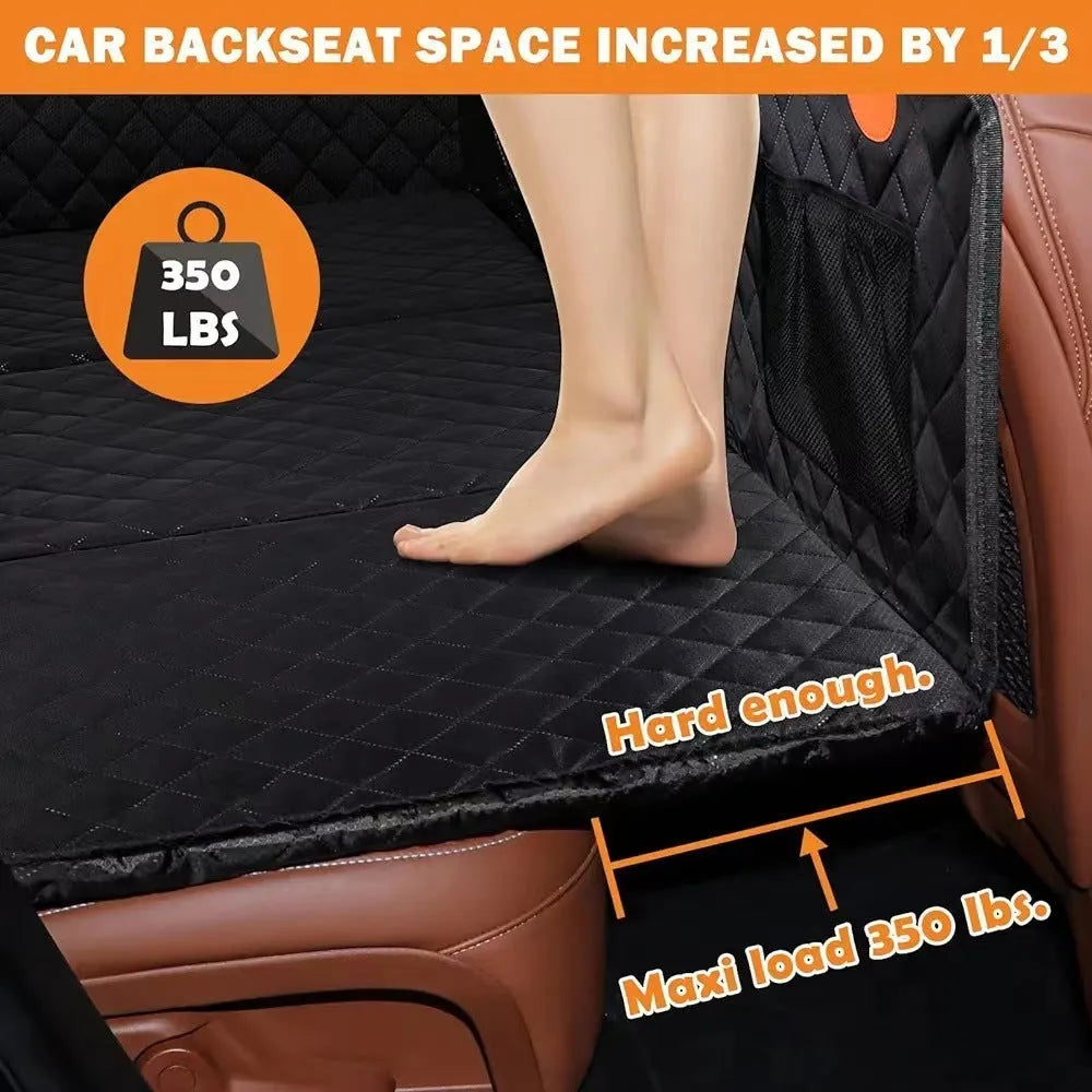 Black load-bearing waterproof lengthened car pet mat for dogs, 132x160 cm, polyester vehicle rear seat protector