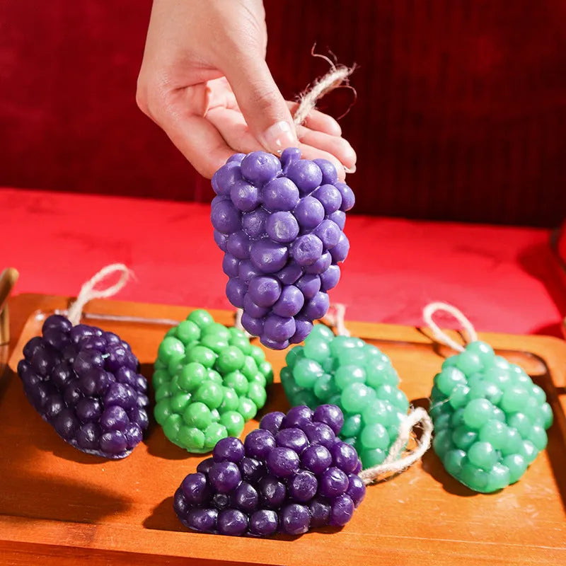 Purple and green grape cluster handmade soap bars showing detailed grape design