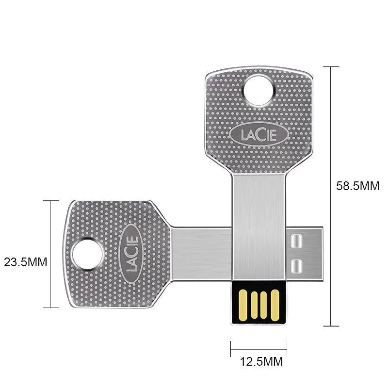 Ultra-thin white metal key USB flash drive, 47.5 x 13.5 x 4.5 mm, 7 g, USB 2.0