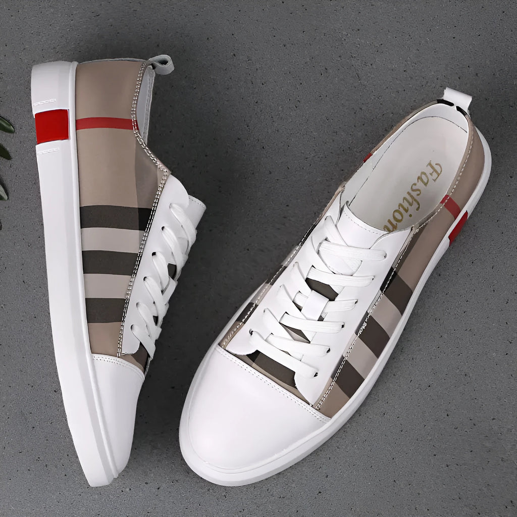 Peas Shoes dress shoes with genuine leather upper and rubber sole, shown in black and white, sizes 37-45.
