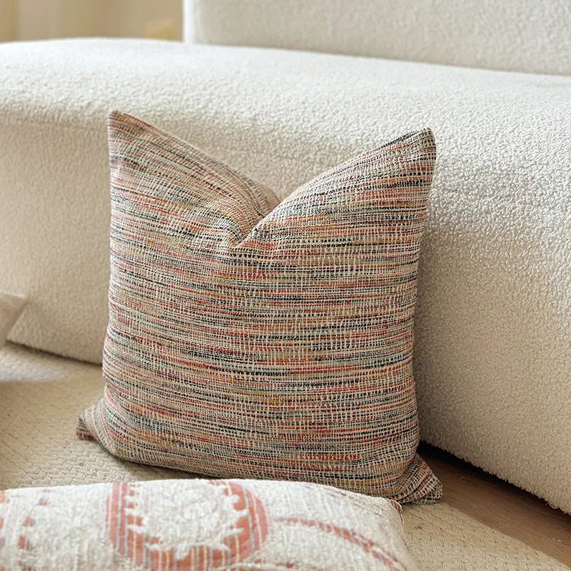 American-style yarn-dyed jacquard thickened paisley sofa cushion cover in amber with plant and flower pattern