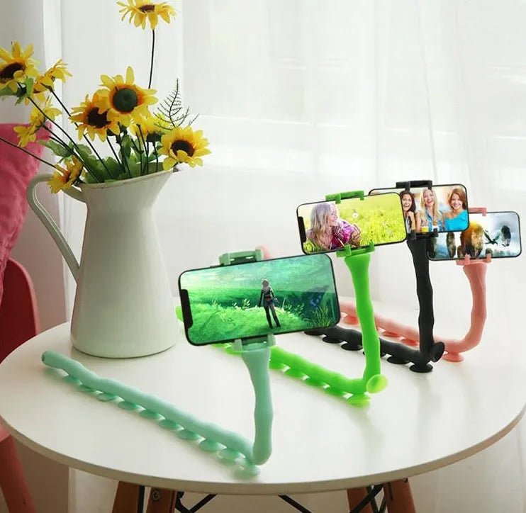 Black flexible rubber mobile phone holder extended to 62cm with 360-degree rotating head