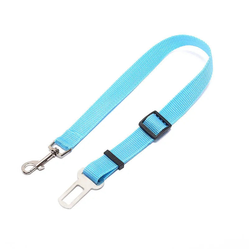 Fixed strap polyester dog seat belt in army green with metal clip and adjustable nylon strap for car safety