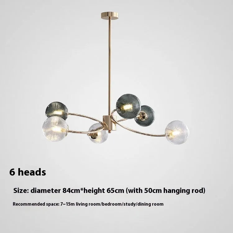 Modern Nordic living room chandelier with green clear lights in adjustable 84-120cm size
