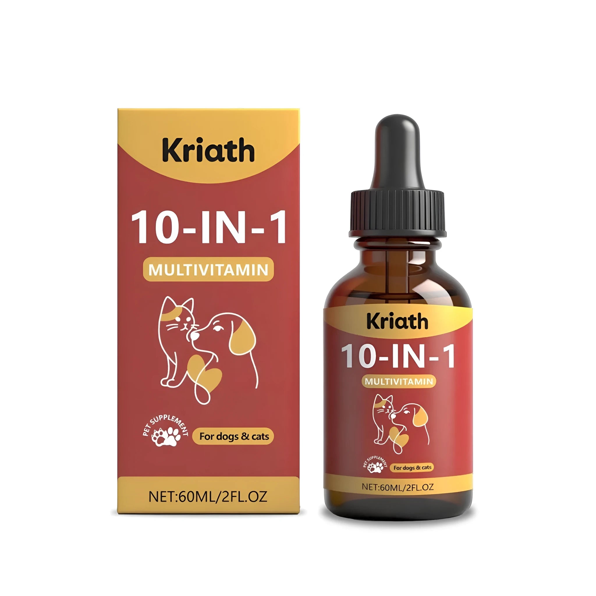 60ml bottle of pet multivitamin oral liquid supplement for dogs and cats with glucosamine and MSM.