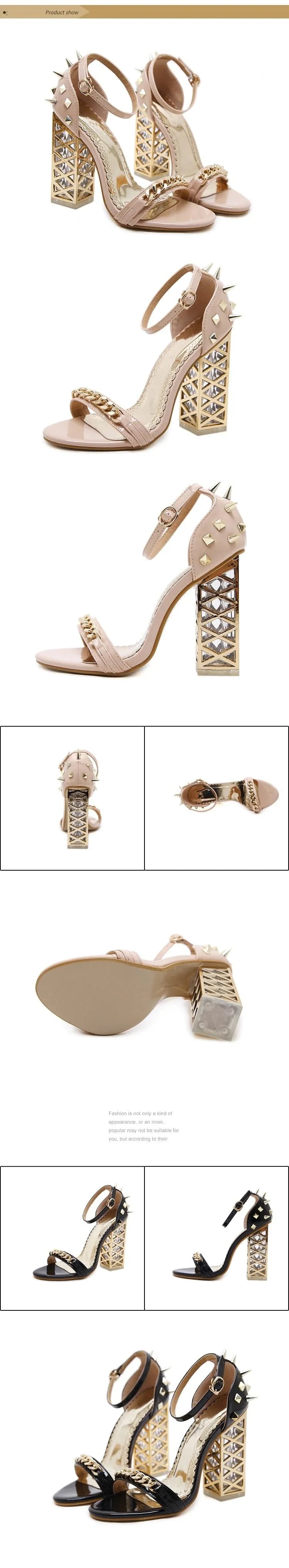 Women's black suede toe chain sandals with buckle fastening and TPR sole on neutral background