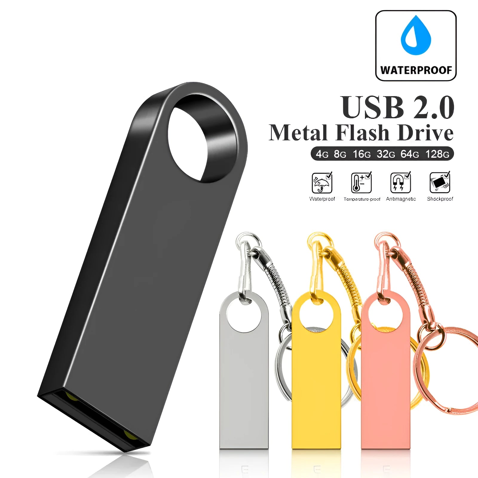 Creative metal high-speed USB flash drive with USB 2.0/3.0 interface in silver colour