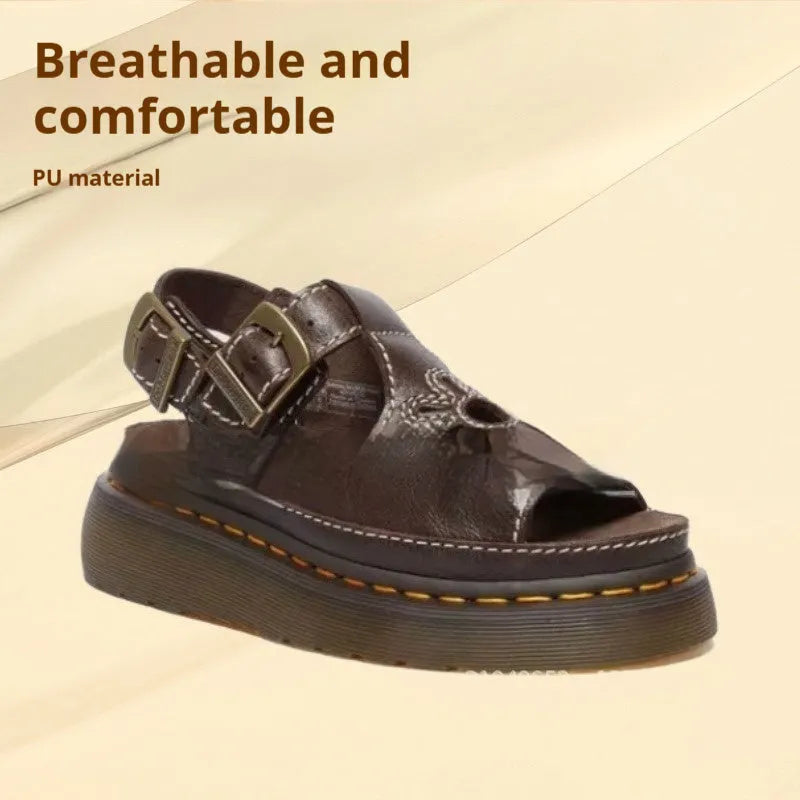 Men's black embroidered beach sandals with flower pattern and flat heel