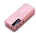 Compact 20000mAh portable power bank in black, blue, or pink with USB ports for fast charging.
