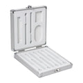 Silver aluminium storage box for TS100 soldering iron with dimensions 154x147x36mm