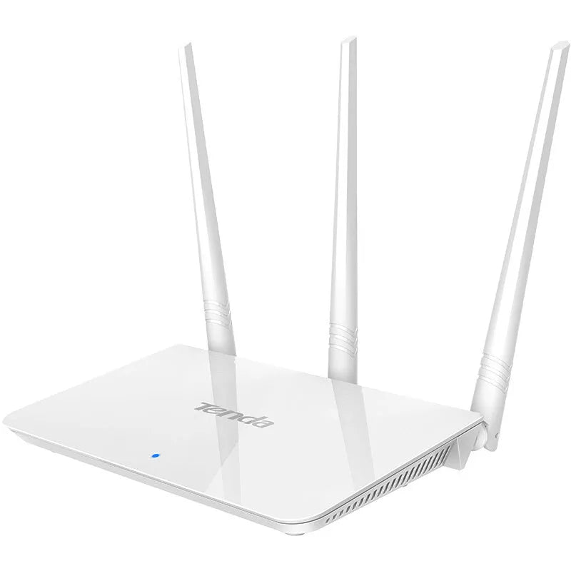 White Tengda F3 wireless router for home broadband with wall mounting capability and 108Mbps WiFi