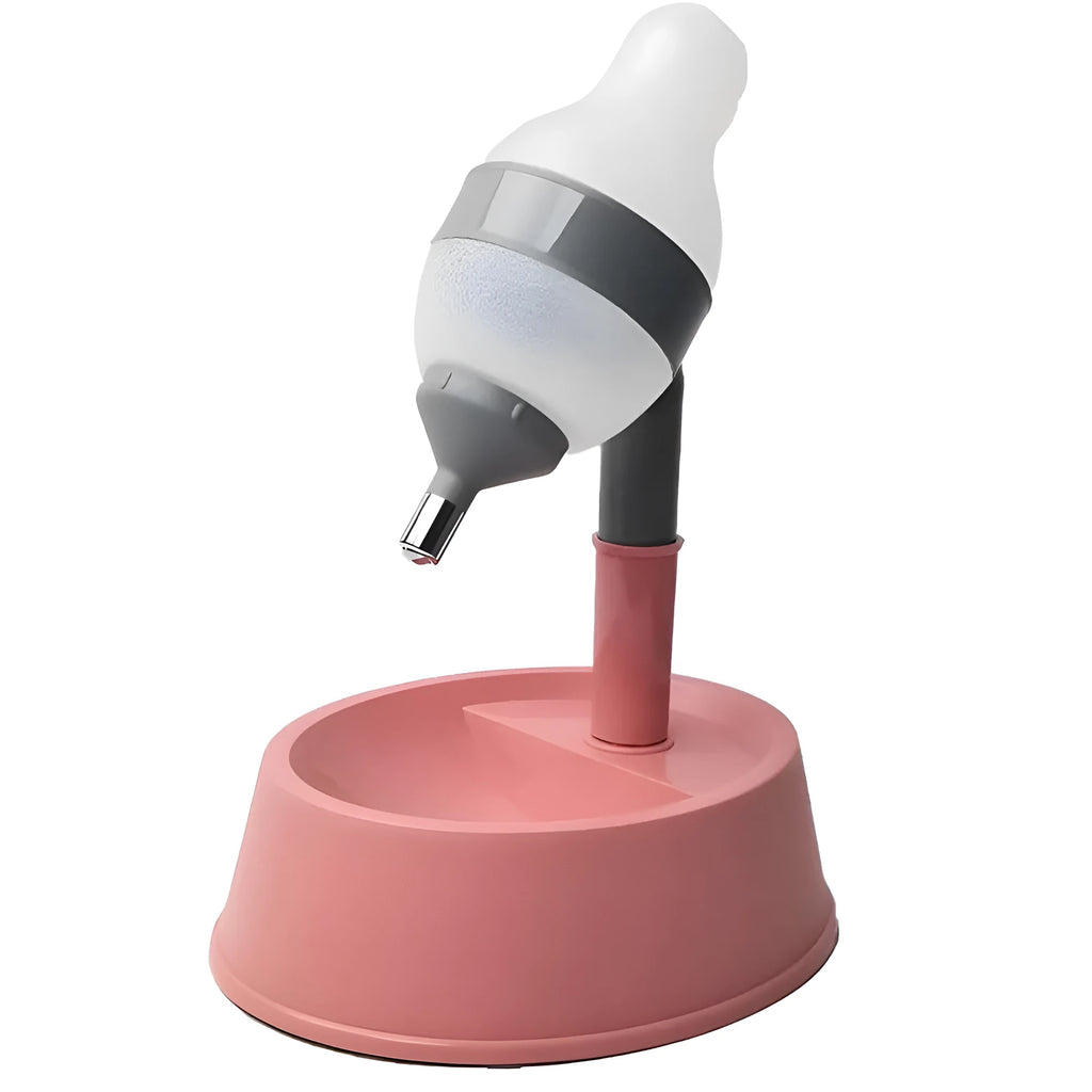 Green adjustable height pet water dispenser with detachable pole and ball-tip drinking nozzle
