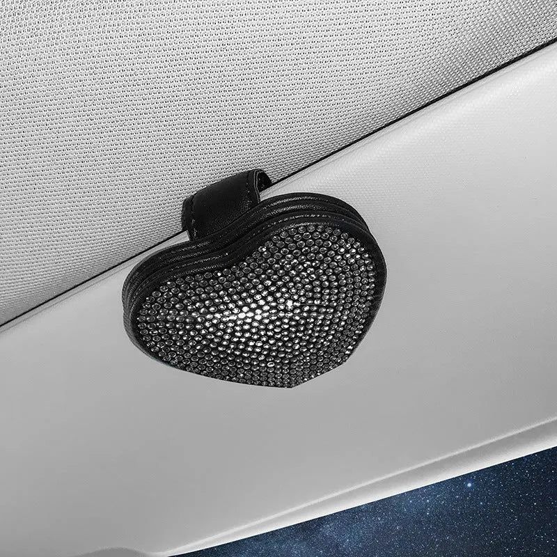 PU leather magnetic car sun visor clip for sunglasses and tickets in multiple colour options.