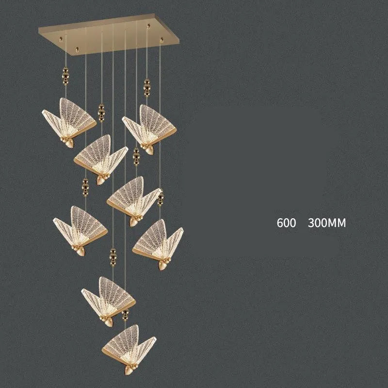Butterfly crystal small chandelier 12-head 72W long dish transparent ice crystal style