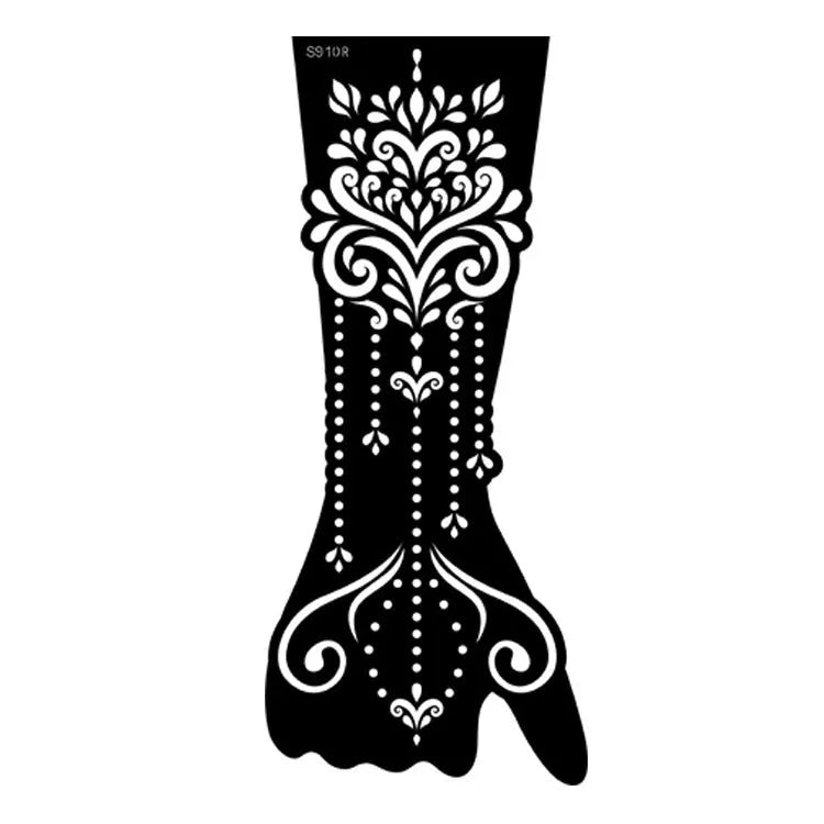Geometric hollow template tattoo stickers showing intricate paper carving designs for stencilling